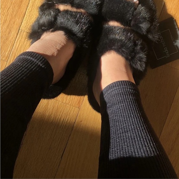 LINDA RICHARDS MINK SLIDES MKS-01 | BLACK 37 7 Birkenstock Style - Picture 1 of 7